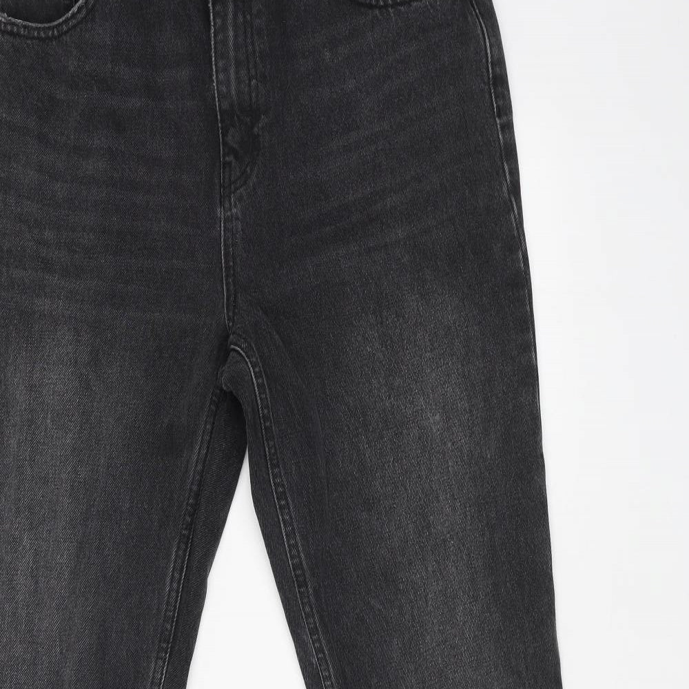 Topshop Womens Black Cotton Flared Jeans Size 32 in L32 in Regular Button