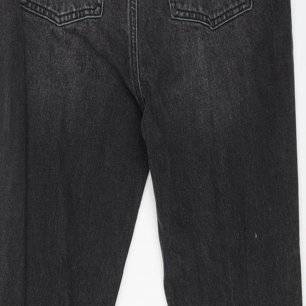 Topshop Womens Black Cotton Flared Jeans Size 32 in L32 in Regular Button