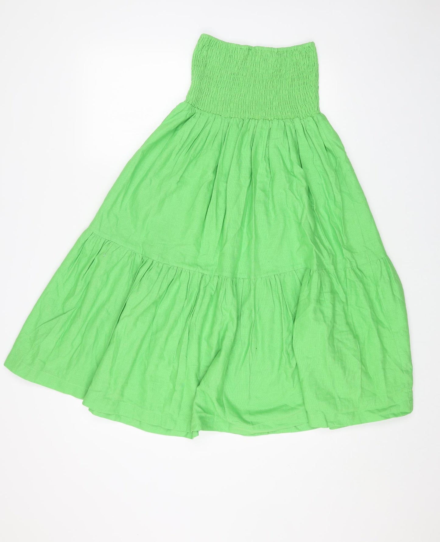 COLLUSION Womens Green Cotton A-Line Size 4 Off the Shoulder Pullover - Shirred Top