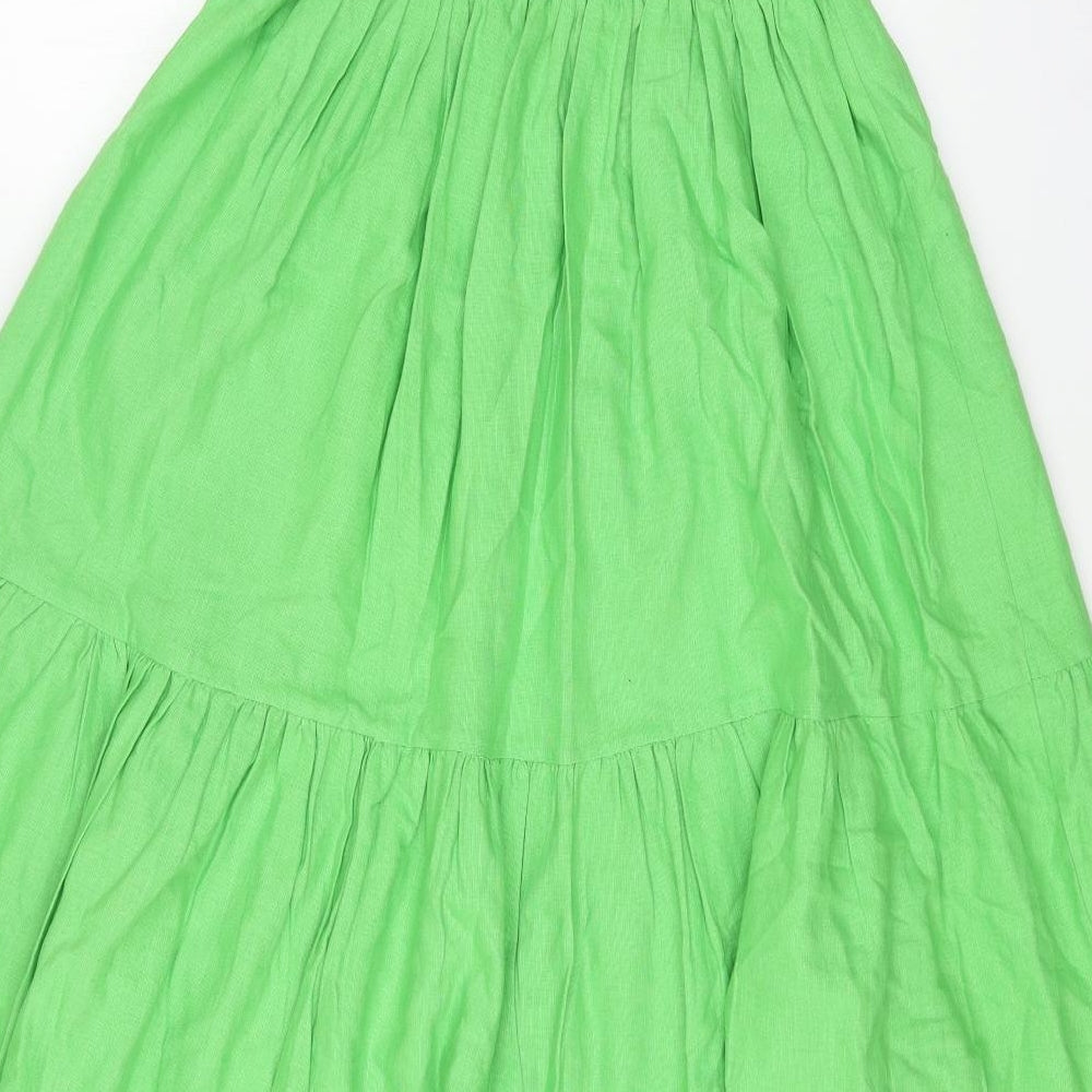 COLLUSION Womens Green Cotton A-Line Size 4 Off the Shoulder Pullover - Shirred Top