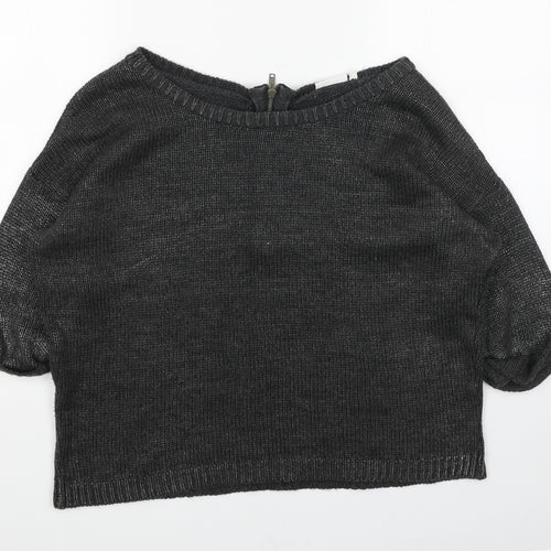 New Look Womens Grey Boat Neck Acrylic Pullover Jumper Size 14