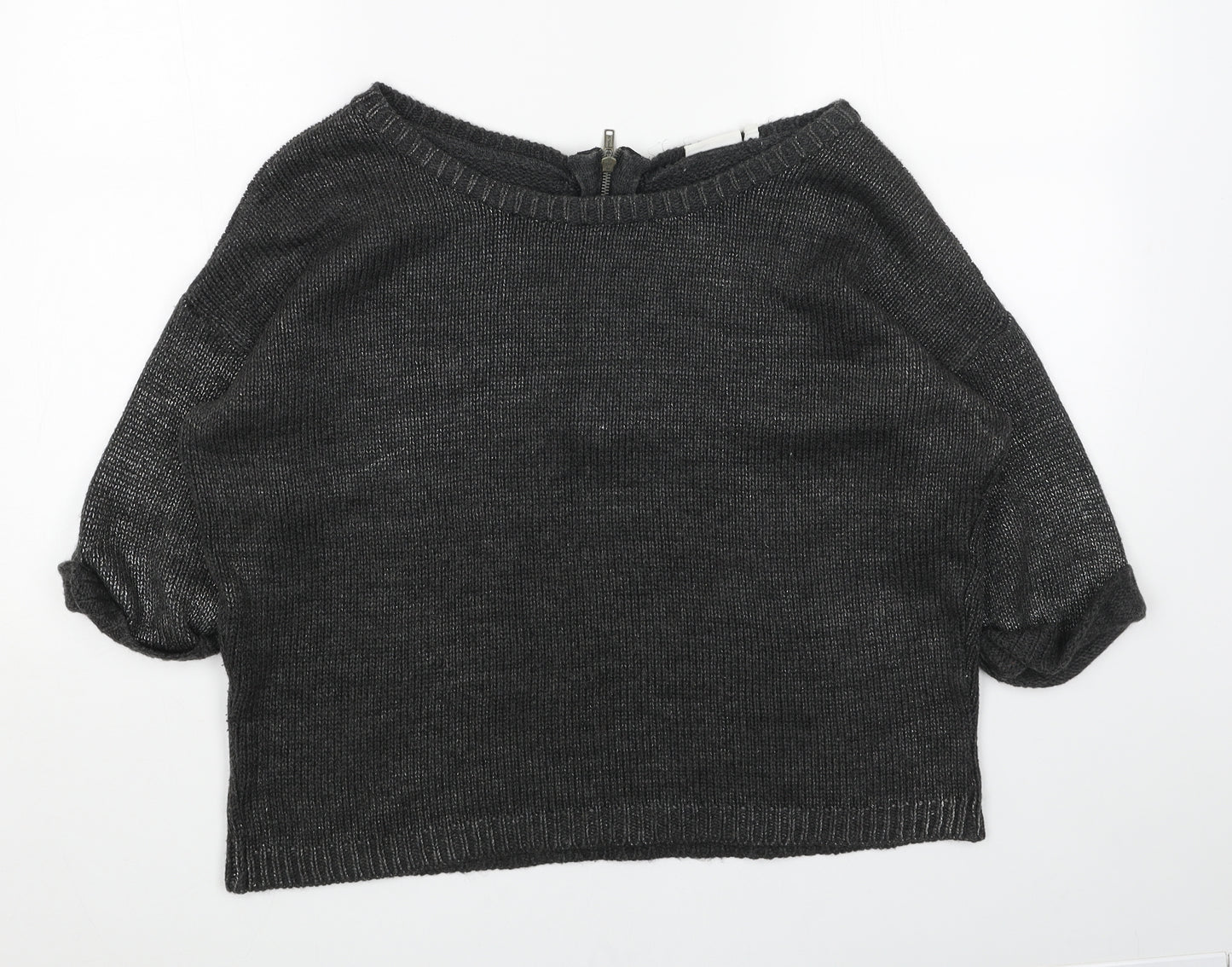 New Look Womens Grey Boat Neck Acrylic Pullover Jumper Size 14
