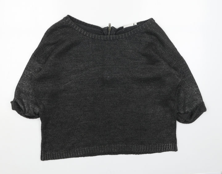 New Look Womens Grey Boat Neck Acrylic Pullover Jumper Size 14