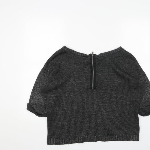 New Look Womens Grey Boat Neck Acrylic Pullover Jumper Size 14