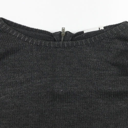 New Look Womens Grey Boat Neck Acrylic Pullover Jumper Size 14