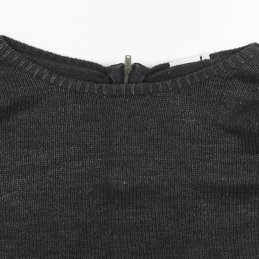 New Look Womens Grey Boat Neck Acrylic Pullover Jumper Size 14