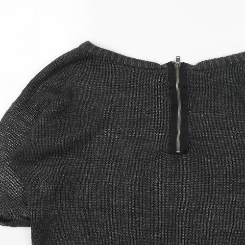 New Look Womens Grey Boat Neck Acrylic Pullover Jumper Size 14