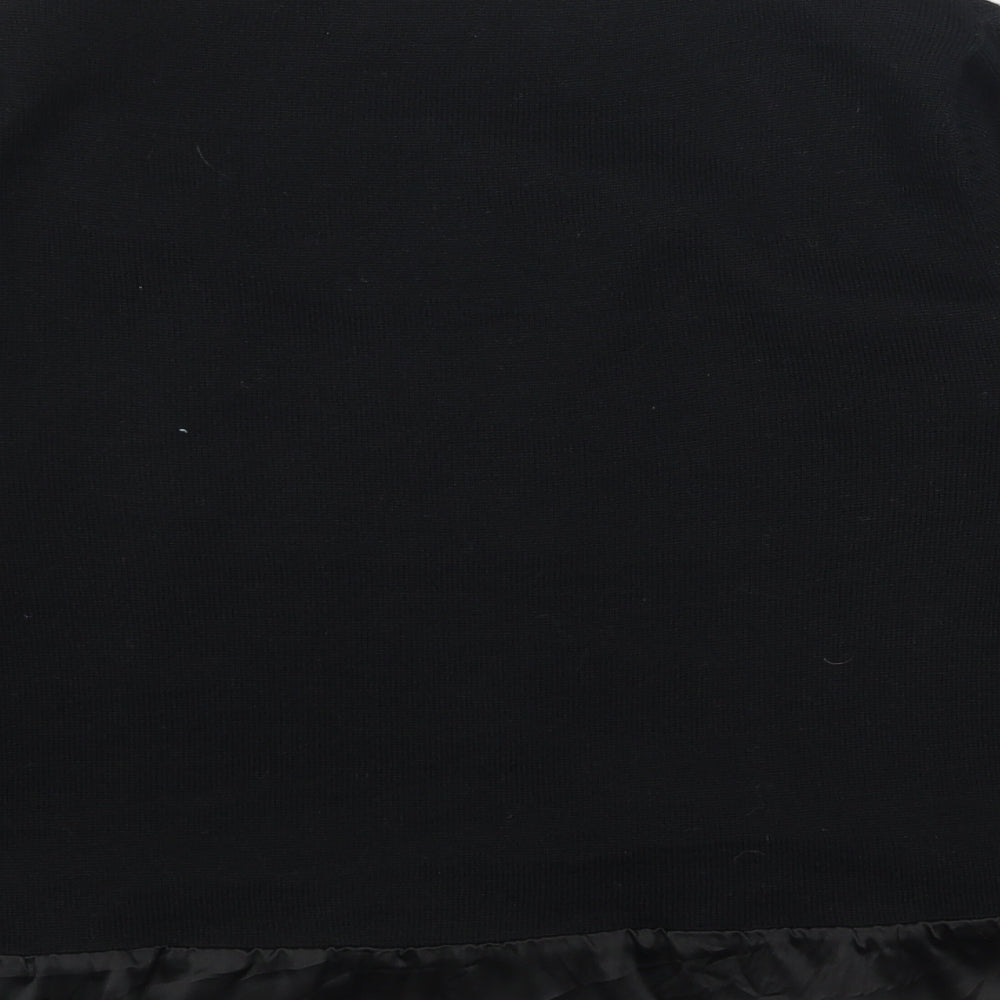 Halo Womens Black Scoop Neck Acrylic Cardigan Jumper Size M - Satin Trim