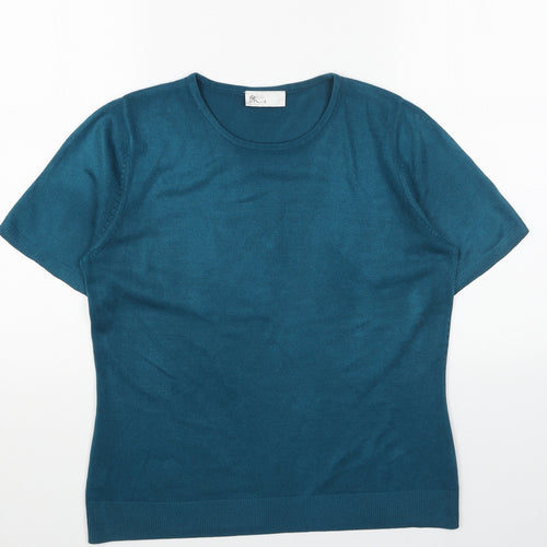 BHS Womens Blue Scoop Neck Acrylic Pullover Jumper Size 12
