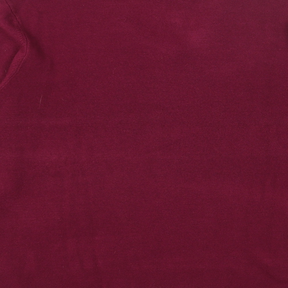 Blue Harbour Mens Purple V-Neck Acrylic Pullover Jumper Size L Long Sleeve