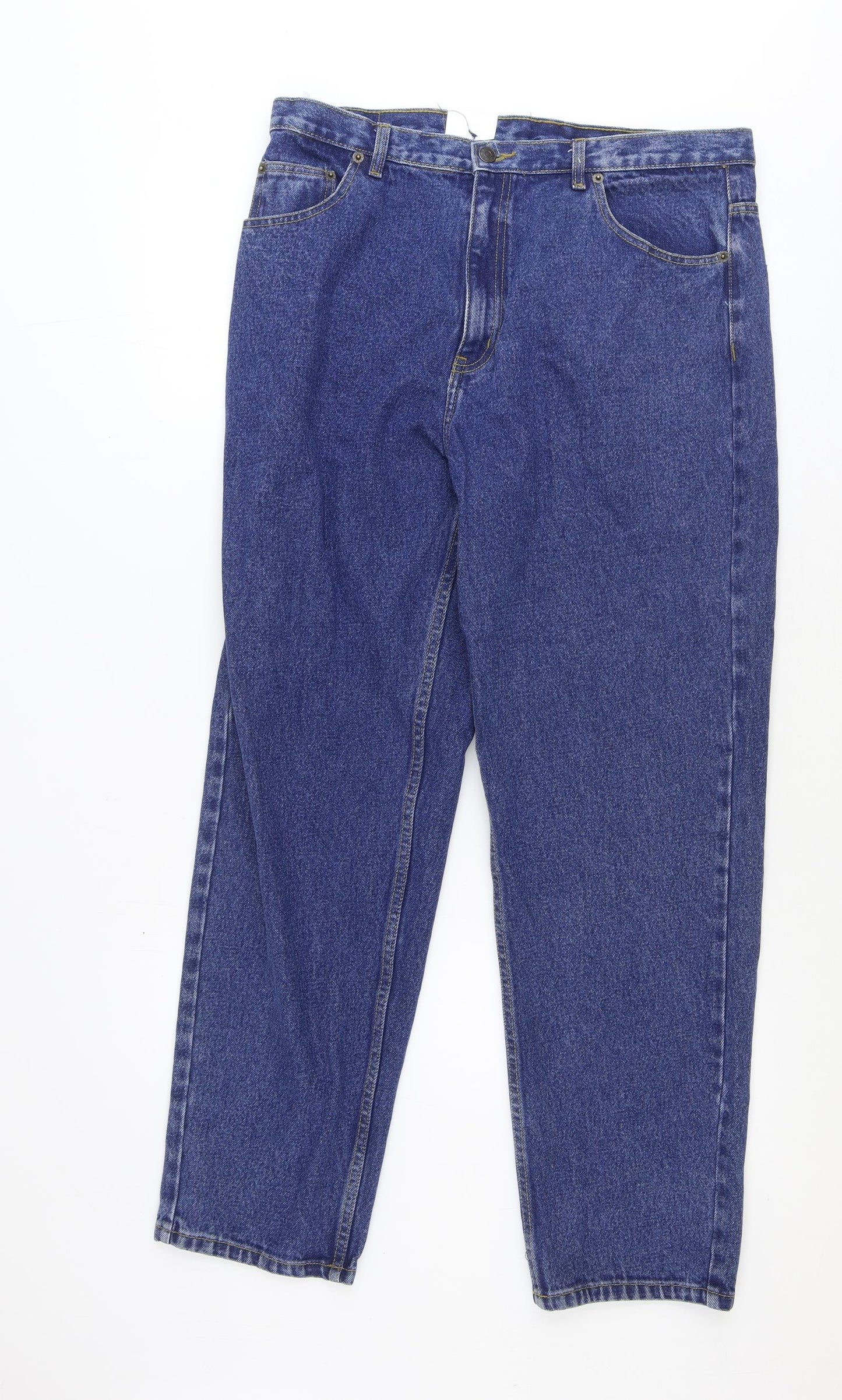Preworn Mens Blue Cotton Straight Jeans Size 36 in Regular Zip
