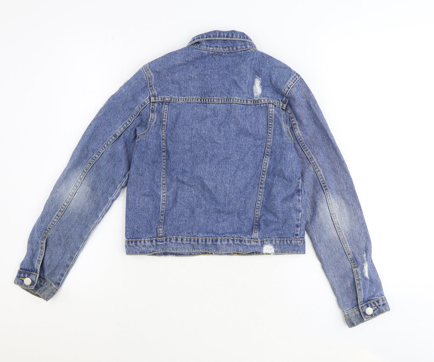 Candy Couture Girls Blue Basic Jacket Jacket Size 13 Years Button - Distressed
