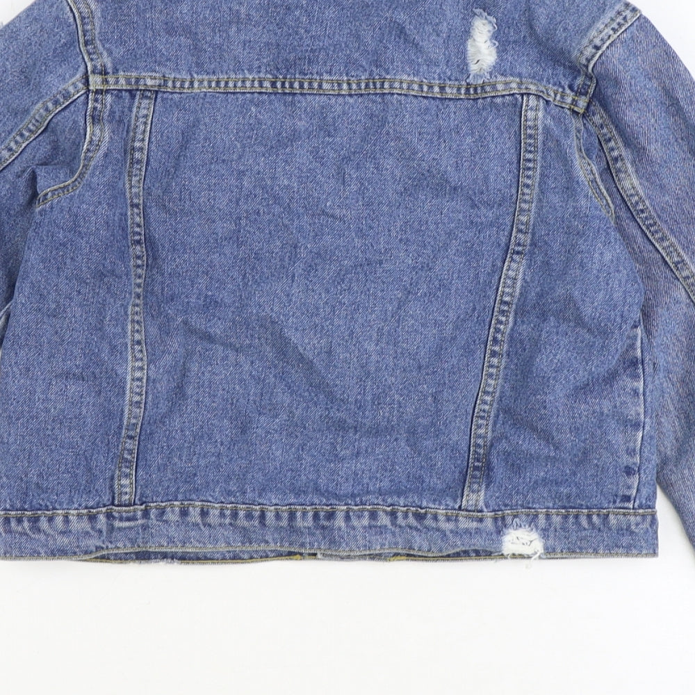 Candy Couture Girls Blue Basic Jacket Jacket Size 13 Years Button - Distressed