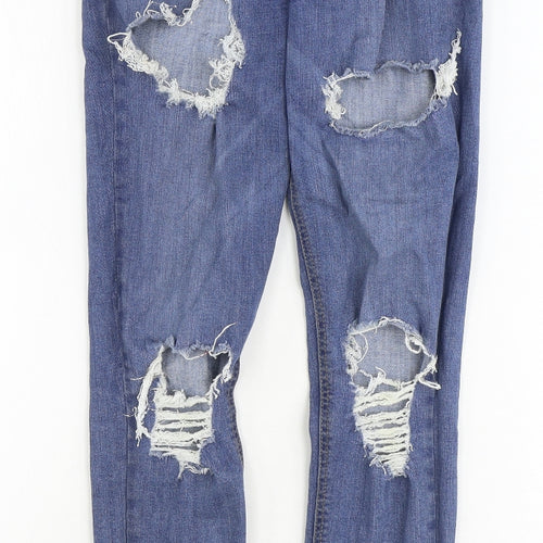 Topshop Womens Blue Cotton Skinny Jeans Size 30 in Regular Zip