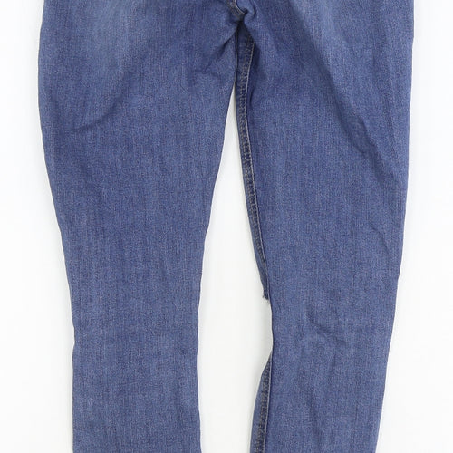 Topshop Womens Blue Cotton Skinny Jeans Size 30 in Regular Zip
