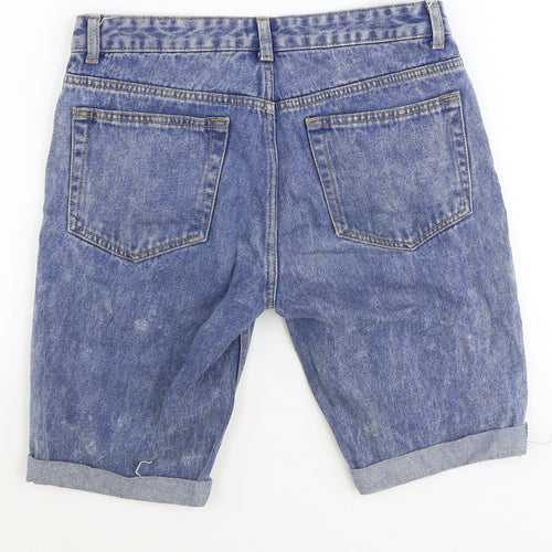 Denim & Co. Mens Black Cotton Biker Shorts Size 30 in Regular Zip