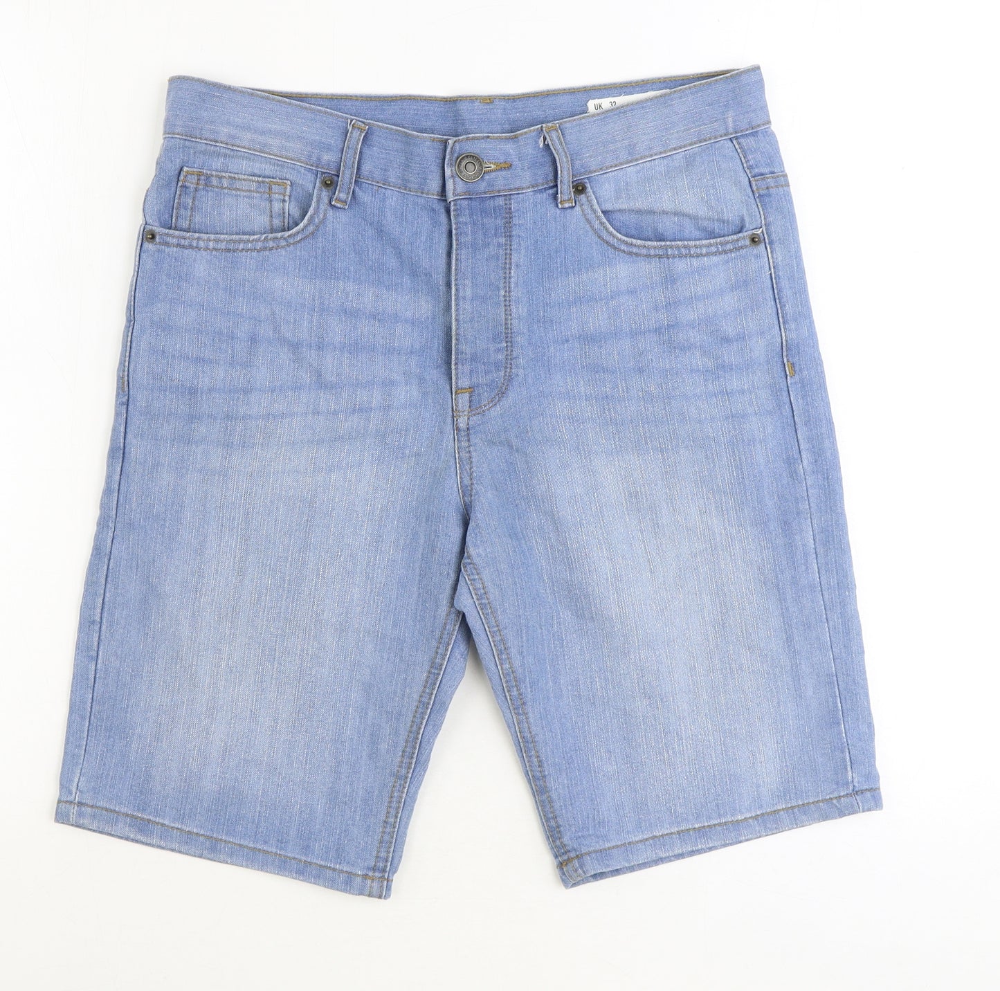 Denim & Co. Mens Blue Cotton Biker Shorts Size 32 in Regular Button