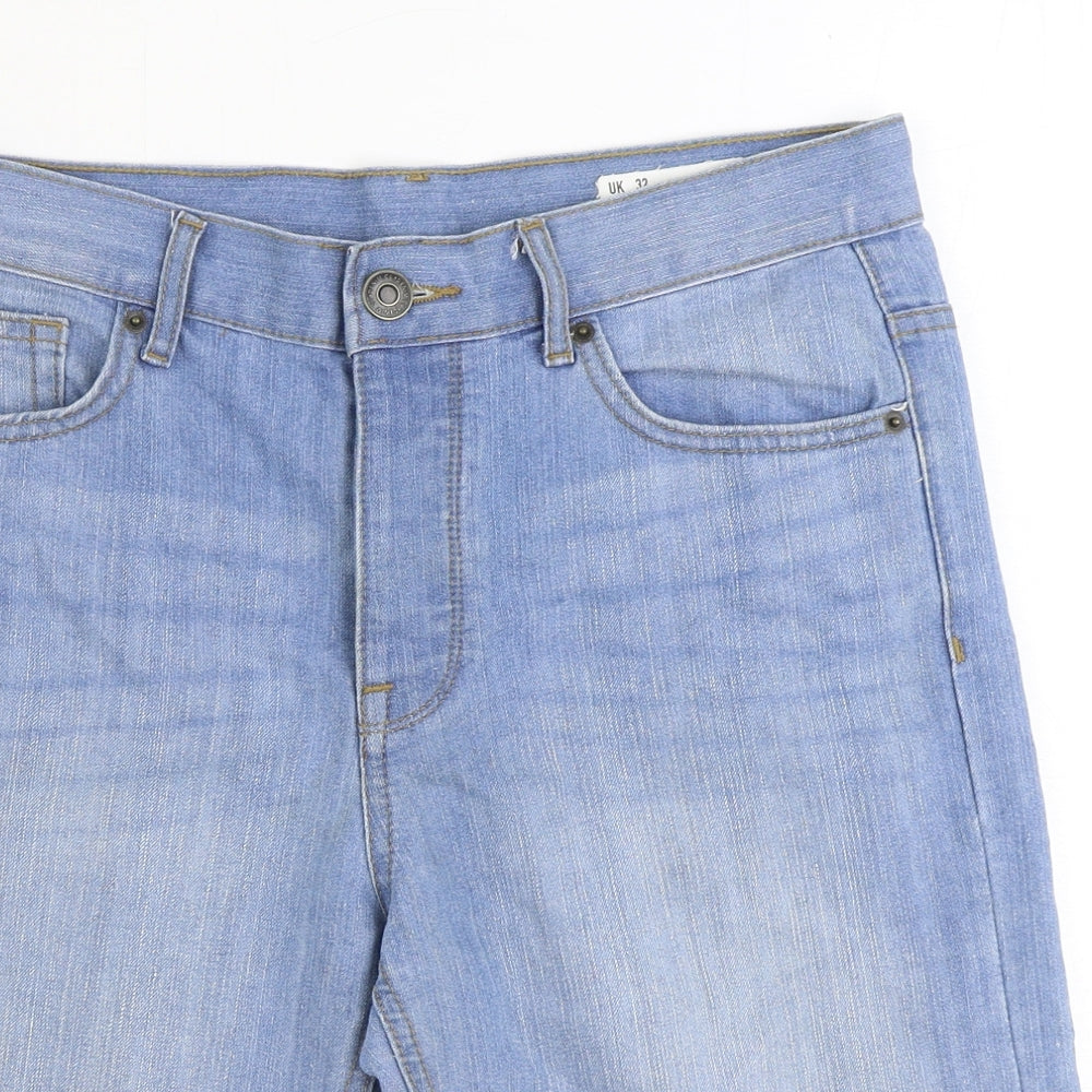 Denim & Co. Mens Blue Cotton Biker Shorts Size 32 in Regular Button
