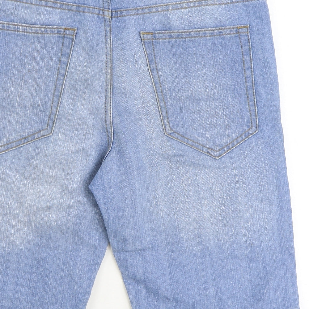 Denim & Co. Mens Blue Cotton Biker Shorts Size 32 in Regular Button