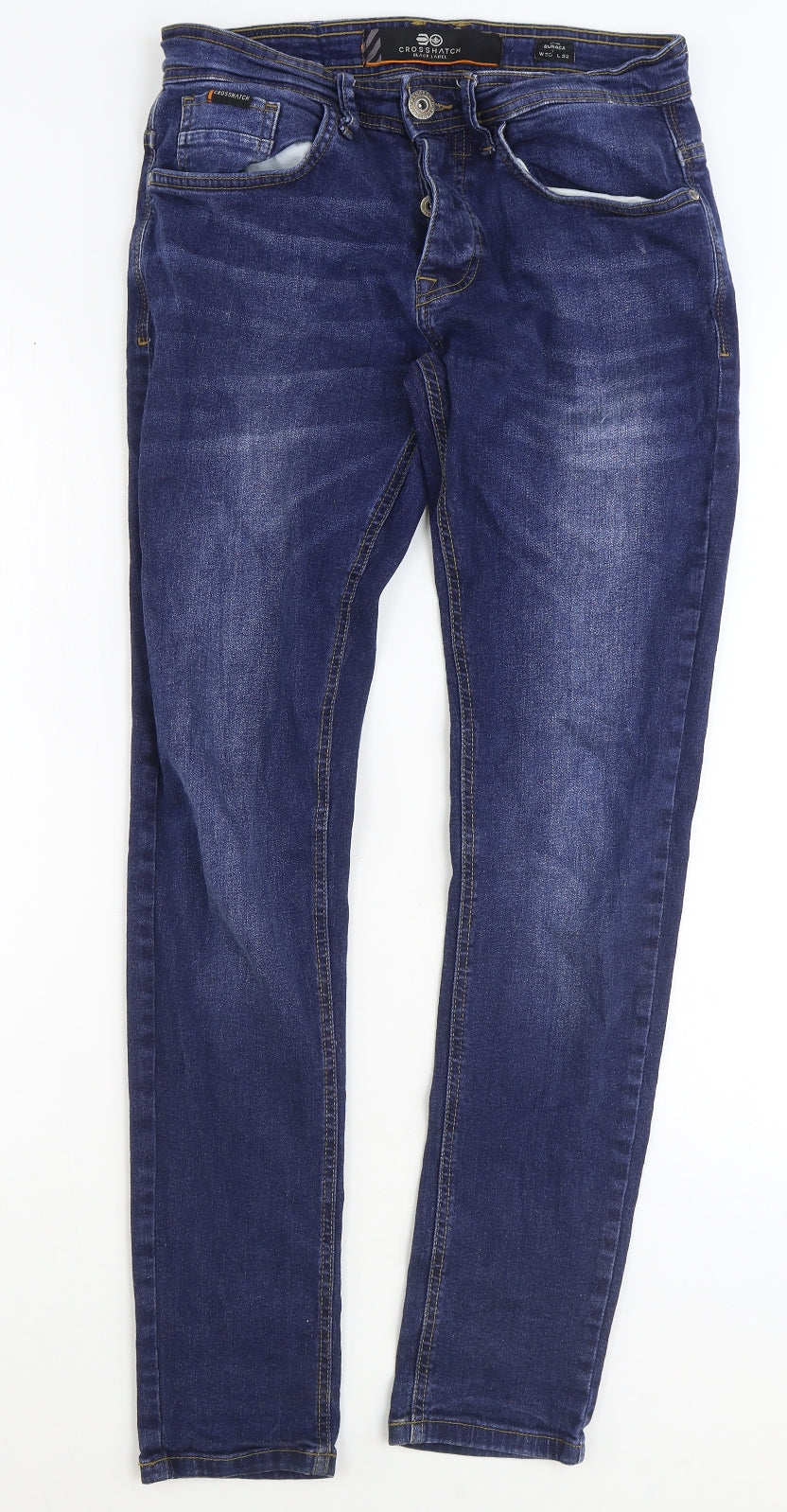 Crosshatch Mens Blue Cotton Skinny Jeans Size 30 in Regular Zip