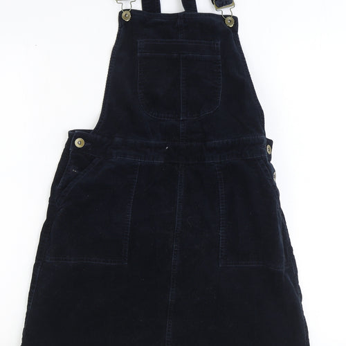 TU Womens Black Cotton Pinafore/Dungaree Dress Size 12 Square Neck Hook & Eye