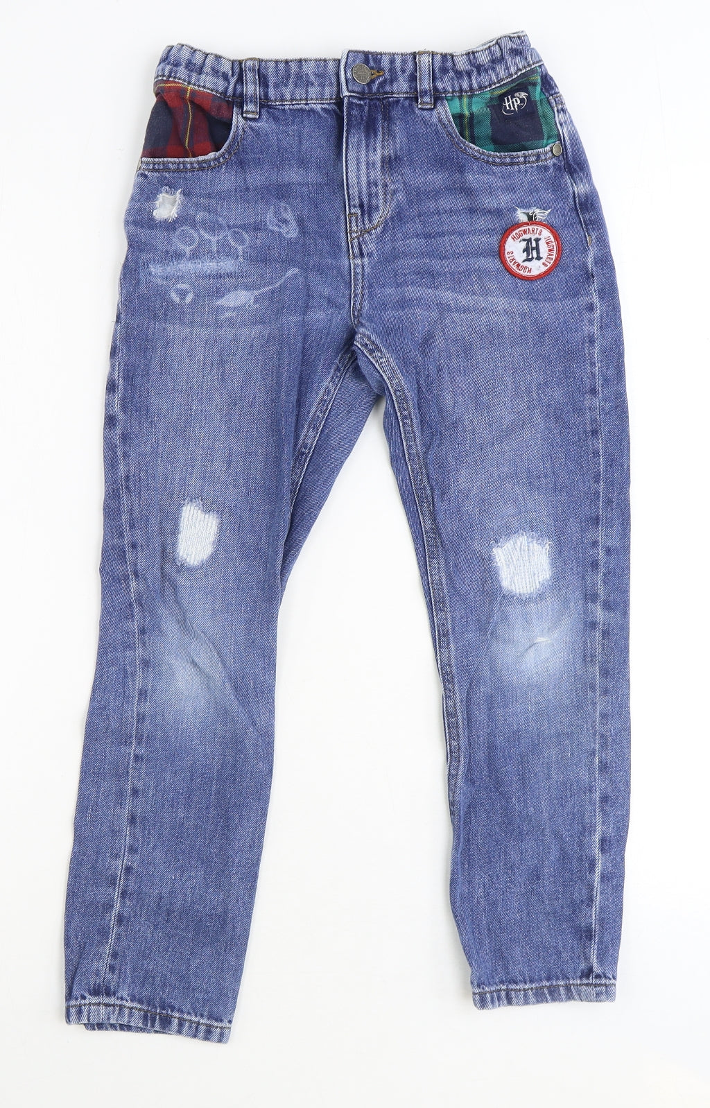 Marks and Spencer Boys Black 100% Cotton Straight Jeans Size 10-11 Years Regular Zip - Harry Potter Distressed