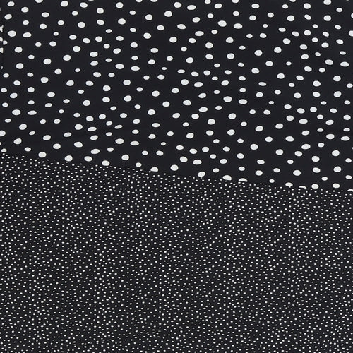 Nutmeg Womens Black Polka Dot Polyester Basic Blouse Size 6 Round Neck