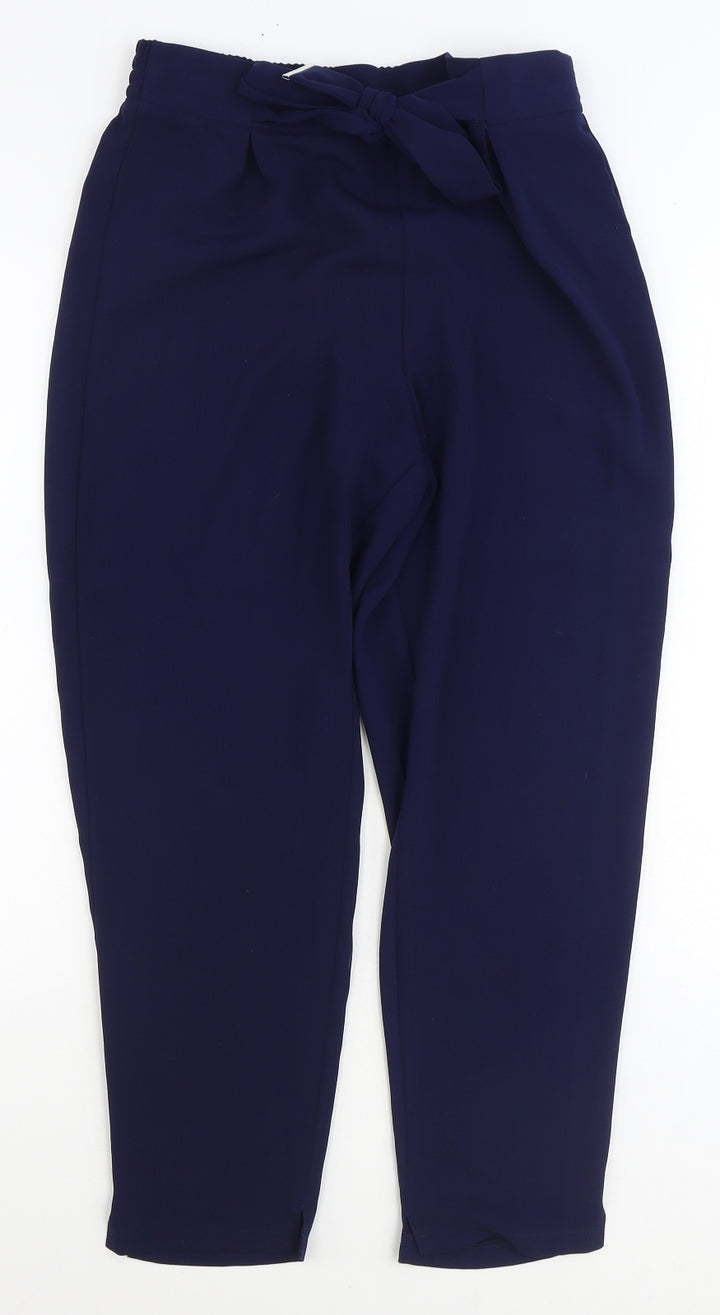 Dorothy Perkins Womens Blue Polyester Trousers Size 10 Regular Tie