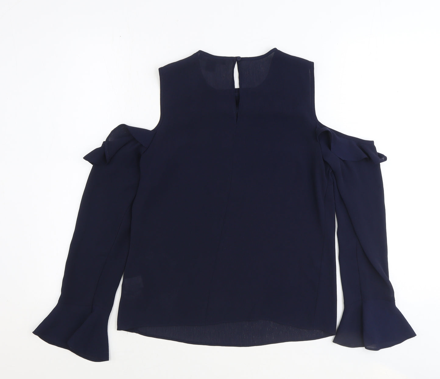 Atmosphere Womens Blue Polyester Basic Blouse Size 8 Round Neck