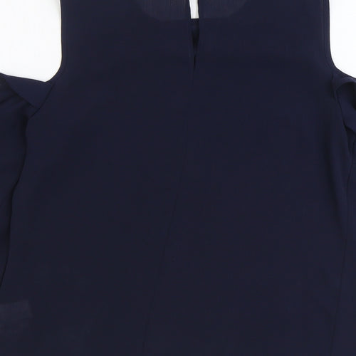 Atmosphere Womens Blue Polyester Basic Blouse Size 8 Round Neck