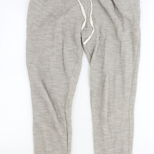 H&M Womens Brown Geometric Cotton Jogger Trousers Size M Regular Drawstring