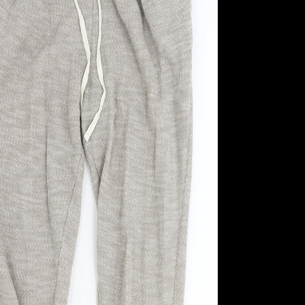 H&M Womens Brown Geometric Cotton Jogger Trousers Size M Regular Drawstring