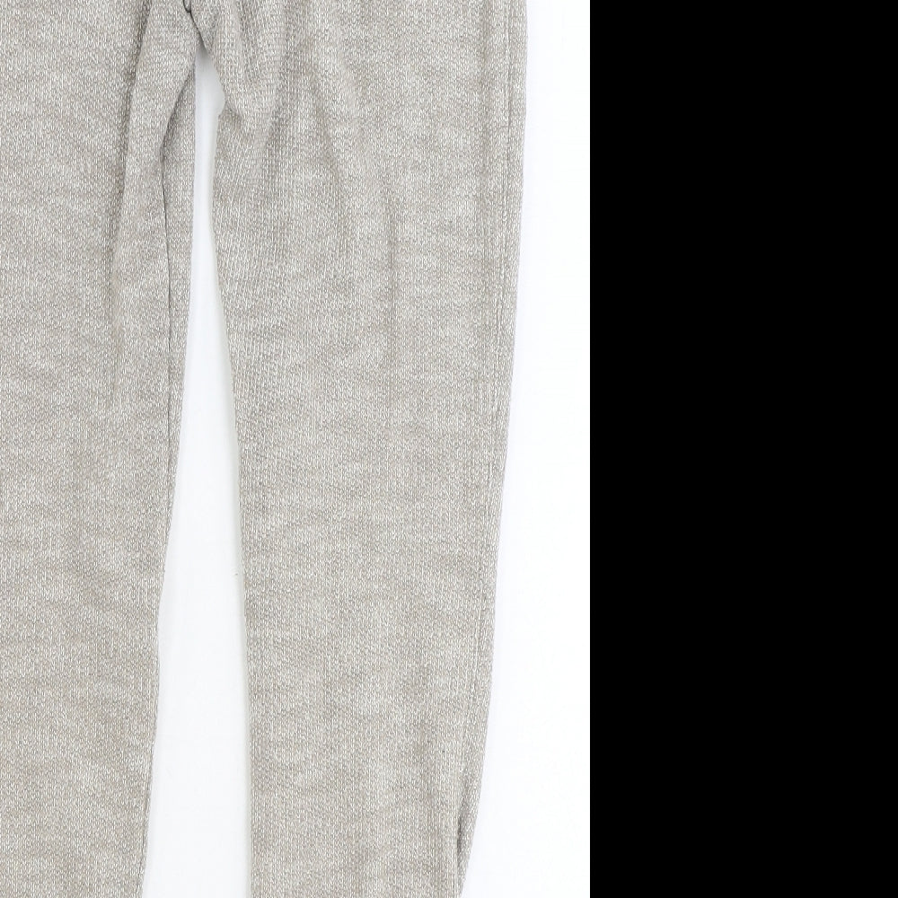 H&M Womens Brown Geometric Cotton Jogger Trousers Size M Regular Drawstring