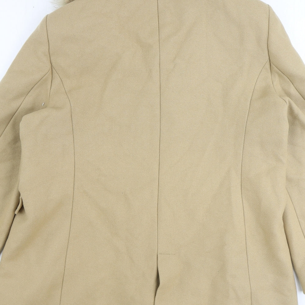 Zara Womens Brown Overcoat Coat Size 2XL Button