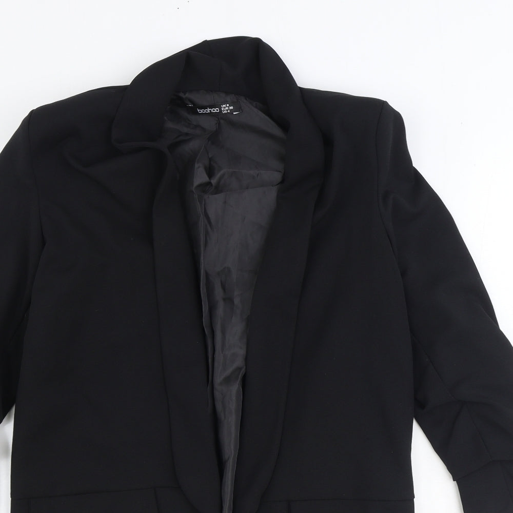 Boohoo Womens Black Polyester Jacket Blazer Size 8