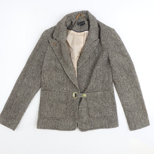 Topshop Womens Brown Geometric Jacket Size 8 Snap