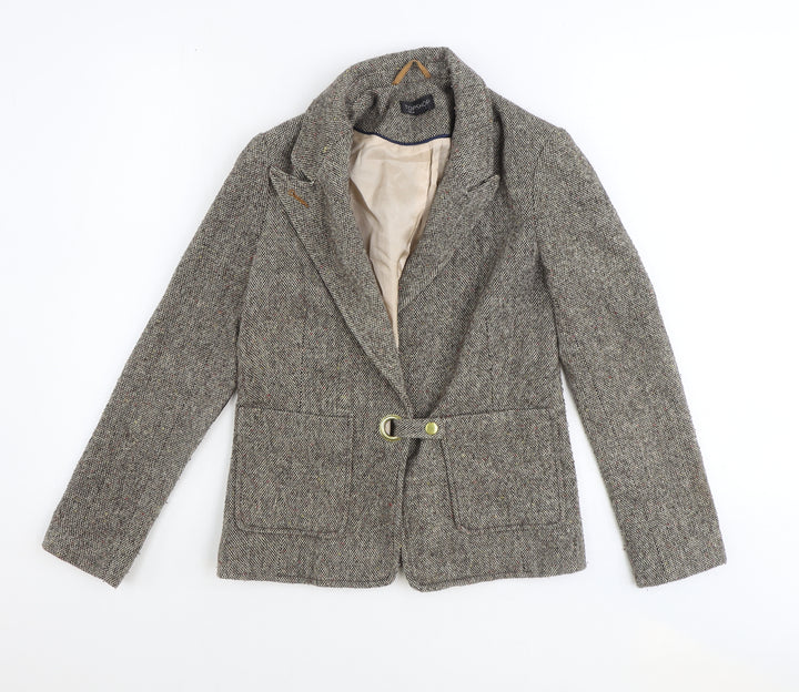 Topshop Womens Brown Geometric Jacket Size 8 Snap