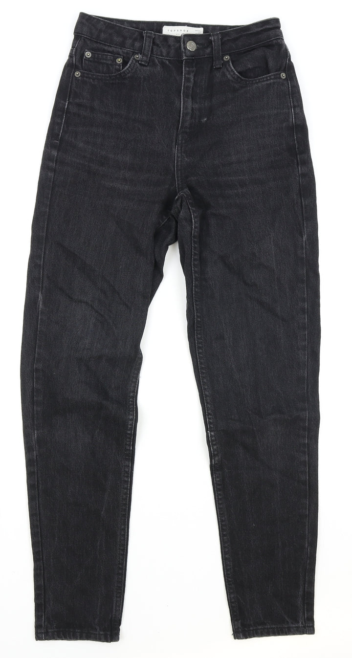 Topshop Womens Black Cotton Skinny Jeans Size 25 in Regular Zip