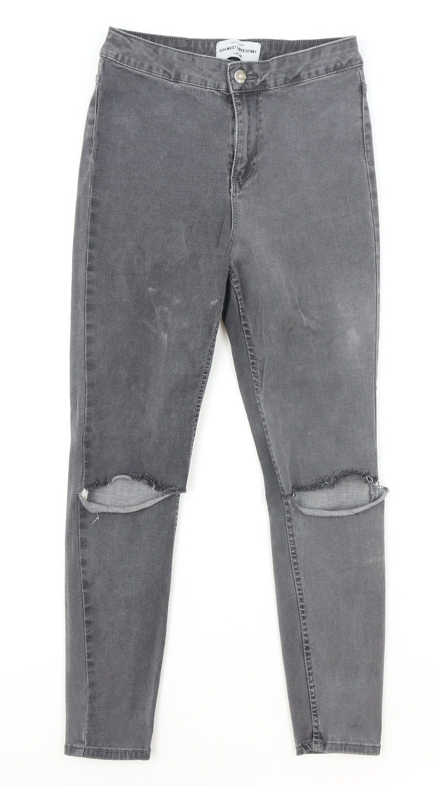 New Look Womens Grey Cotton Skinny Jeans Size 10 Regular Zip
