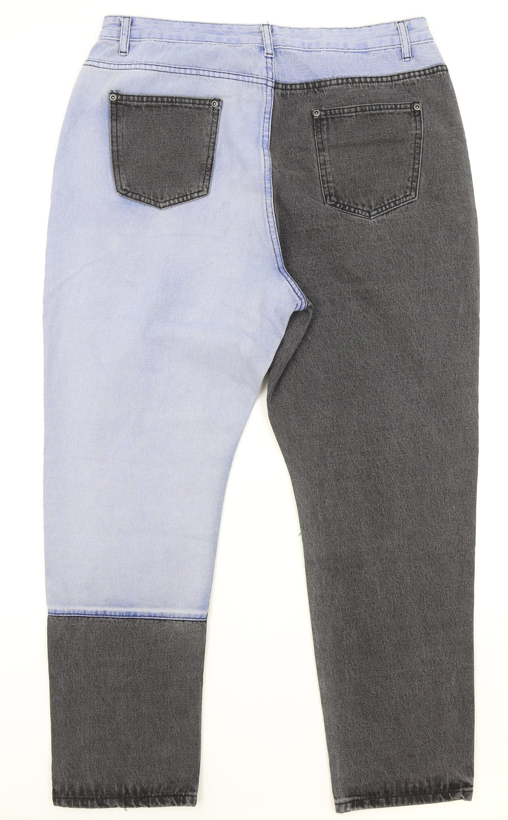 Boohoo Womens Blue Cotton Straight Jeans Size 16 Regular Zip