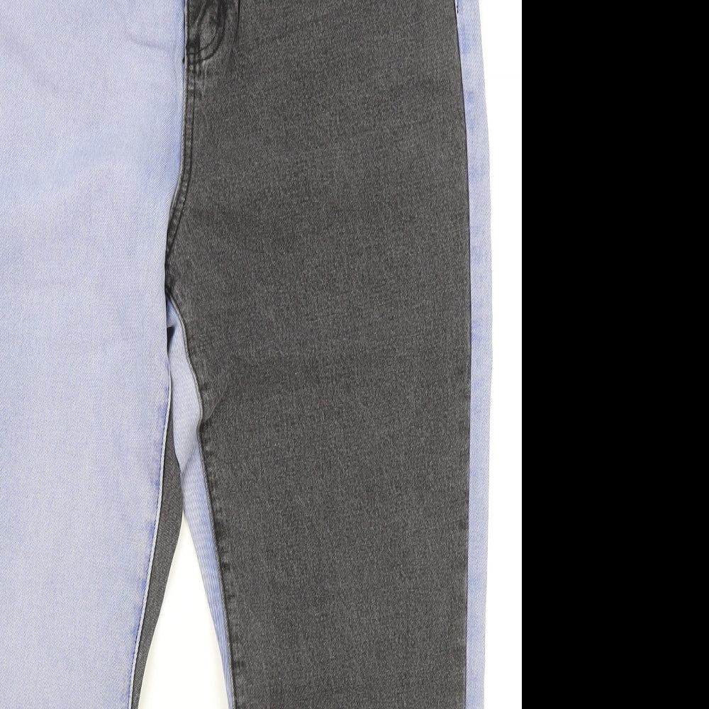 Boohoo Womens Blue Cotton Straight Jeans Size 16 Regular Zip