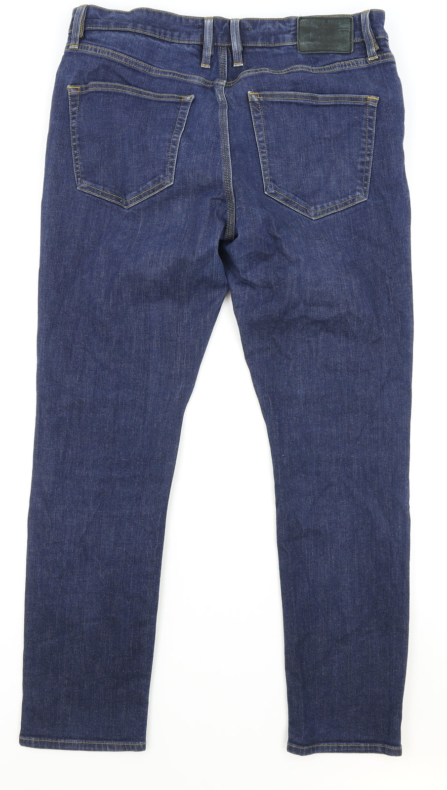 River Island Mens Blue Cotton Straight Jeans Size 34 in Regular Button