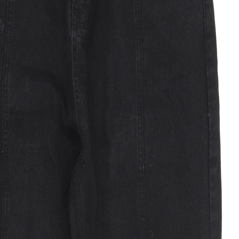 Boohoo Womens Black Cotton Straight Jeans Size 16 Regular Zip
