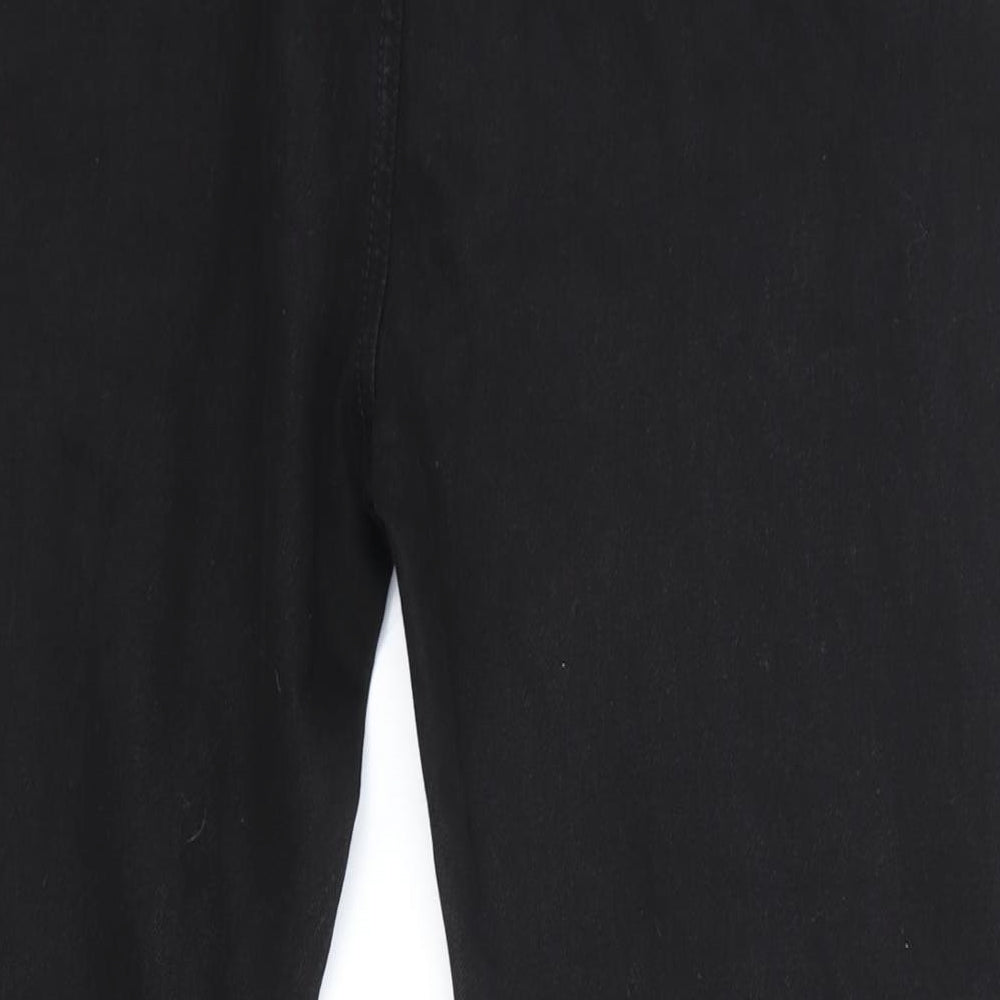 Boohoo Womens Black Cotton Straight Jeans Size 16 Regular Zip