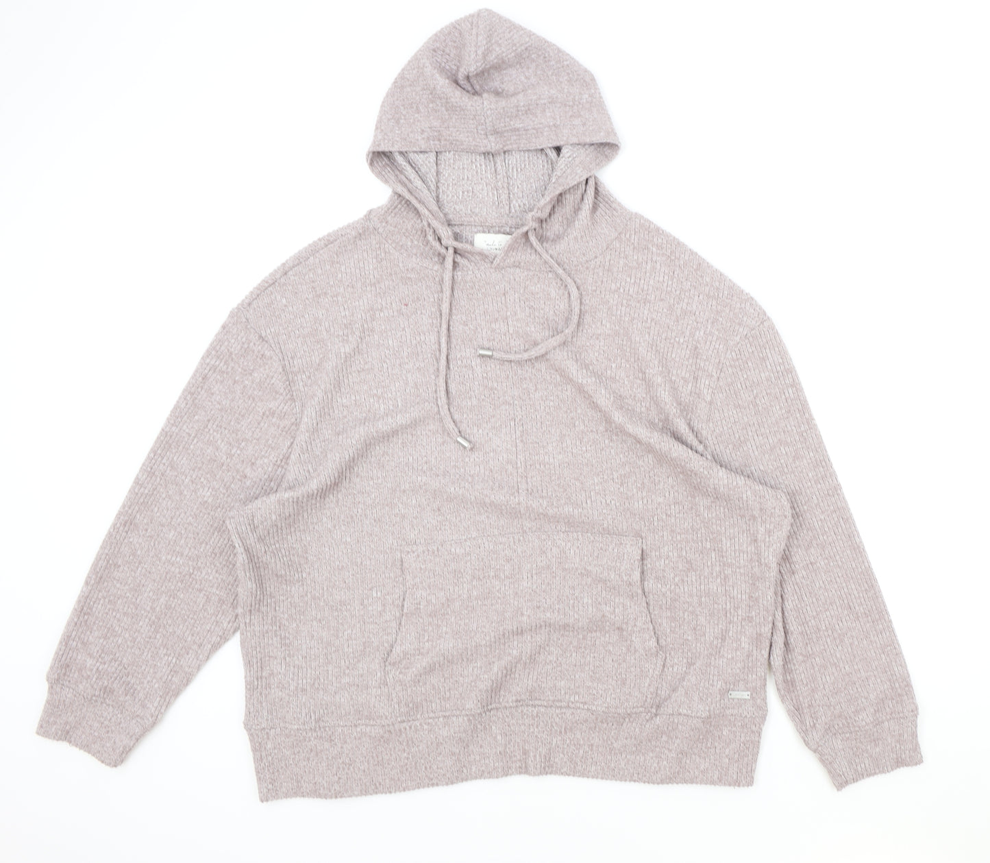 F&F Womens Beige Cotton Pullover Hoodie Size 18 Pullover - Ribbed