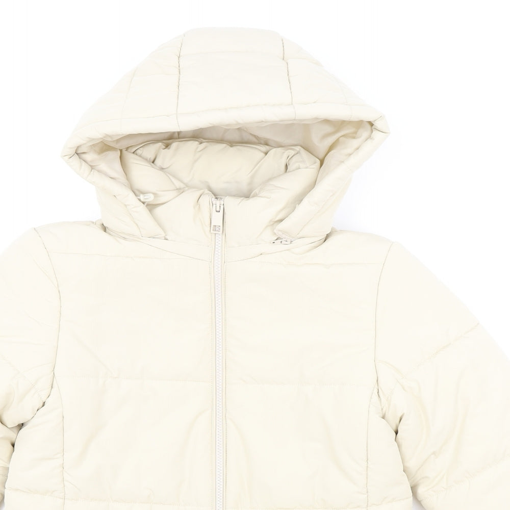 Marks and Spencer Womens Ivory Puffer Jacket Jacket Size 8 Zip