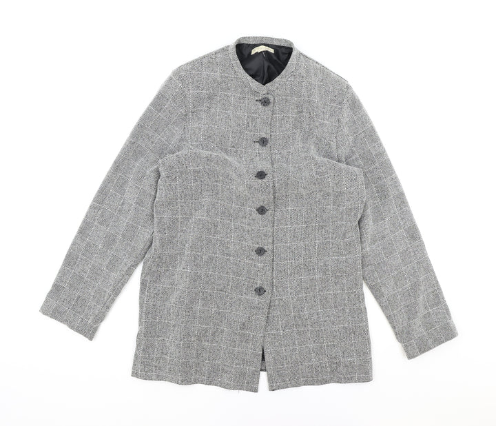 EWM Womens Grey Polyester Jacket Blazer Size 10