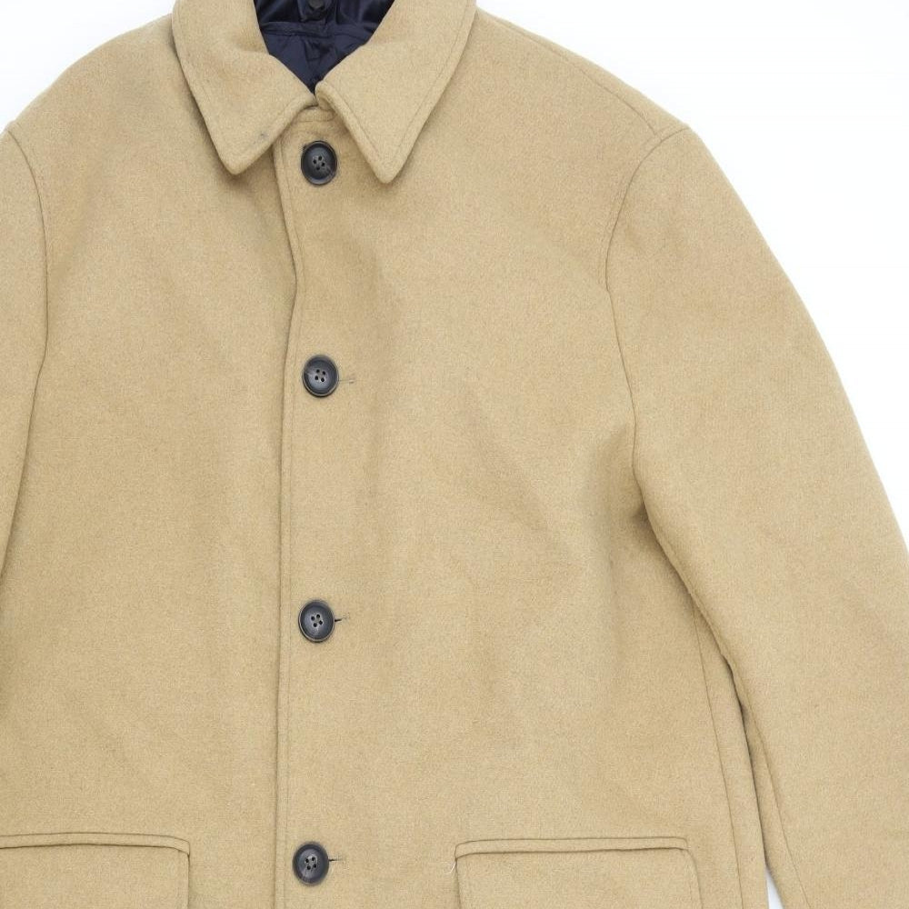 Zara Womens Brown Overcoat Coat Size L Button