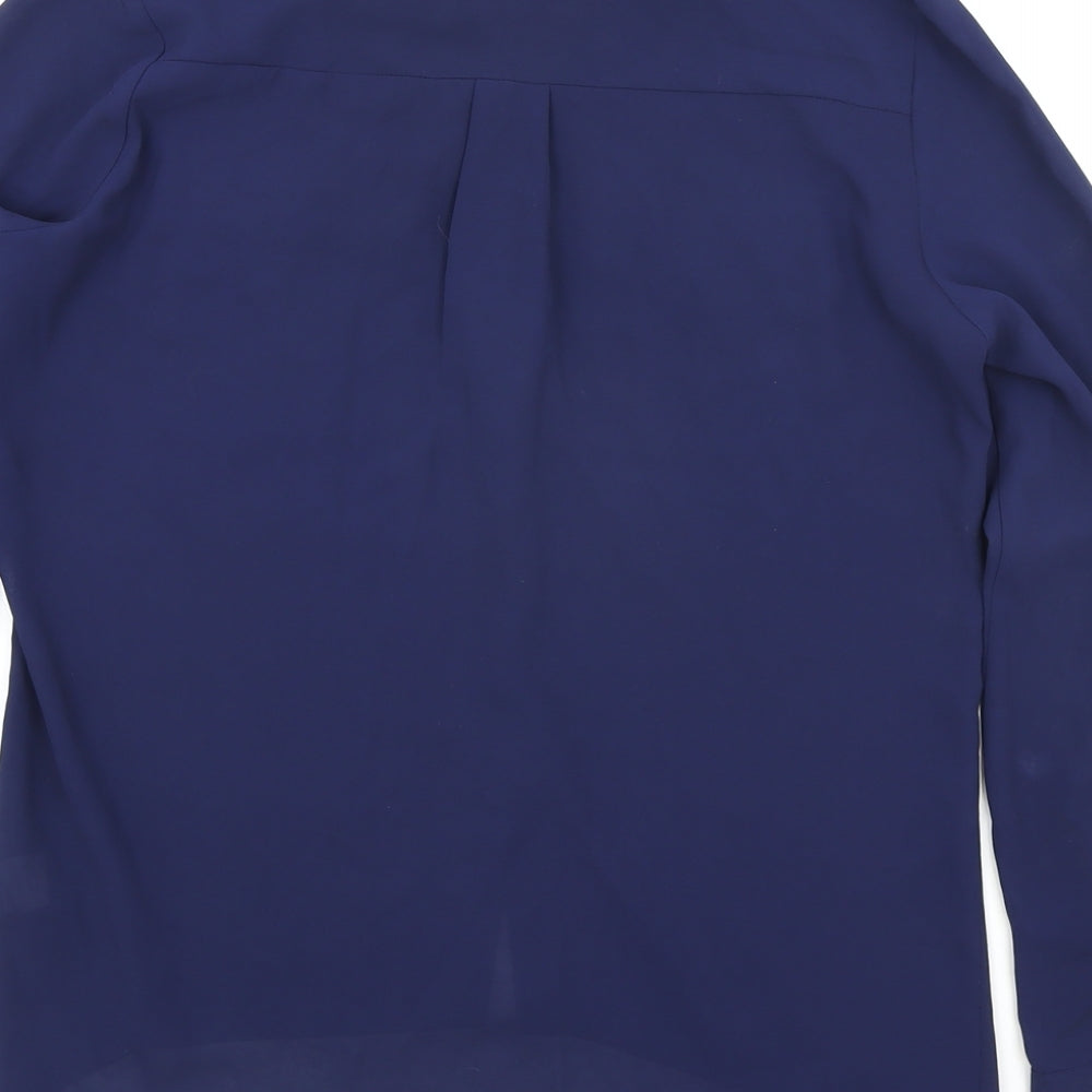 Atmosphere Womens Blue Polyester Basic Button-Up Size 8 Collared