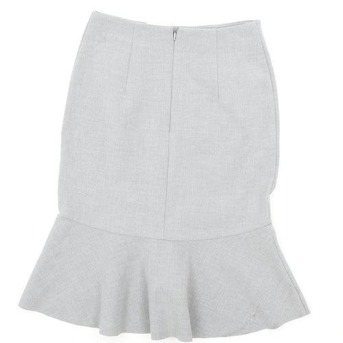 H&M Womens Grey Cotton Trumpet Skirt Size 10 Zip